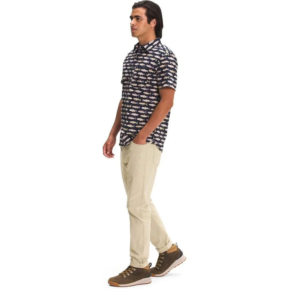 The North Face Shirt Men Small Navy Baytrail Pattern Cotton Short Sleeve SGN1531